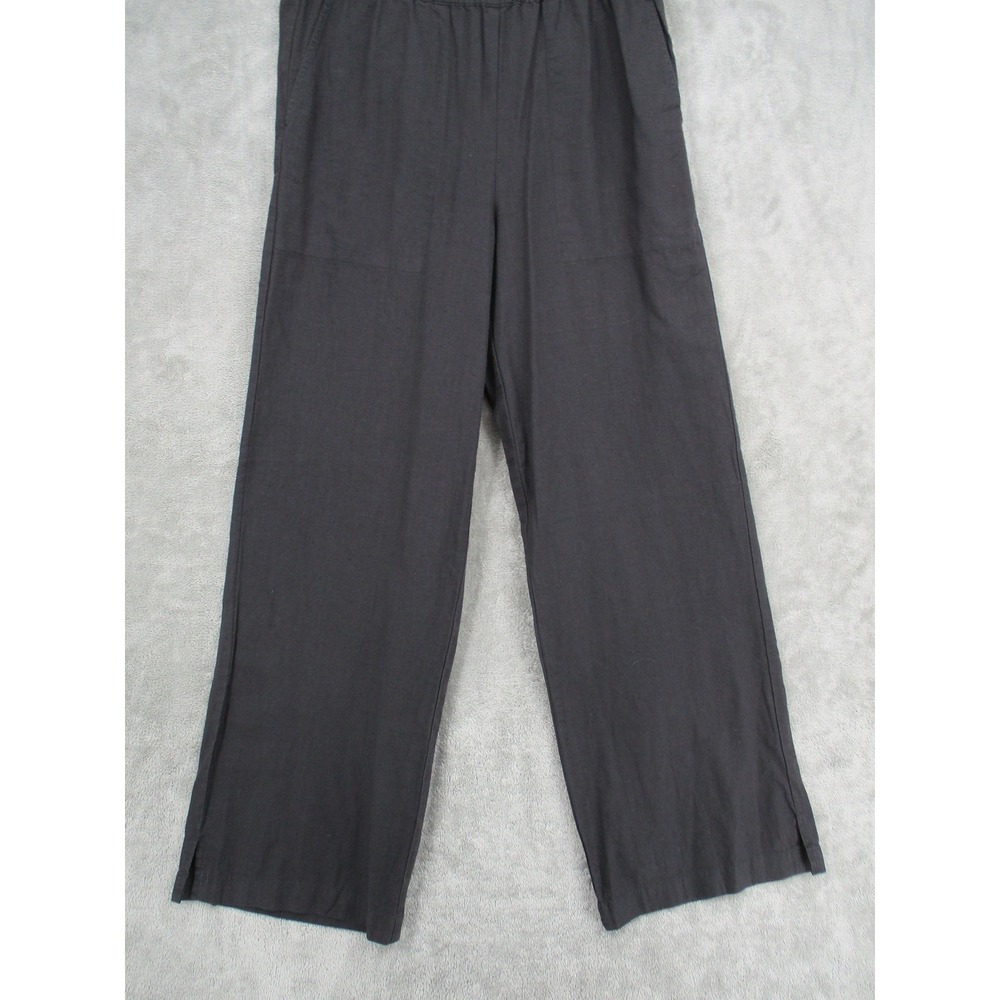 Michael Stars Pants Womens Medium Charcoal Linen Blend Wide Leg Pull On Pockets - Picture 4 of 11